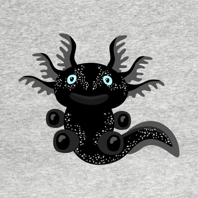 Cute Black Axolotl from the Space by XOOXOO